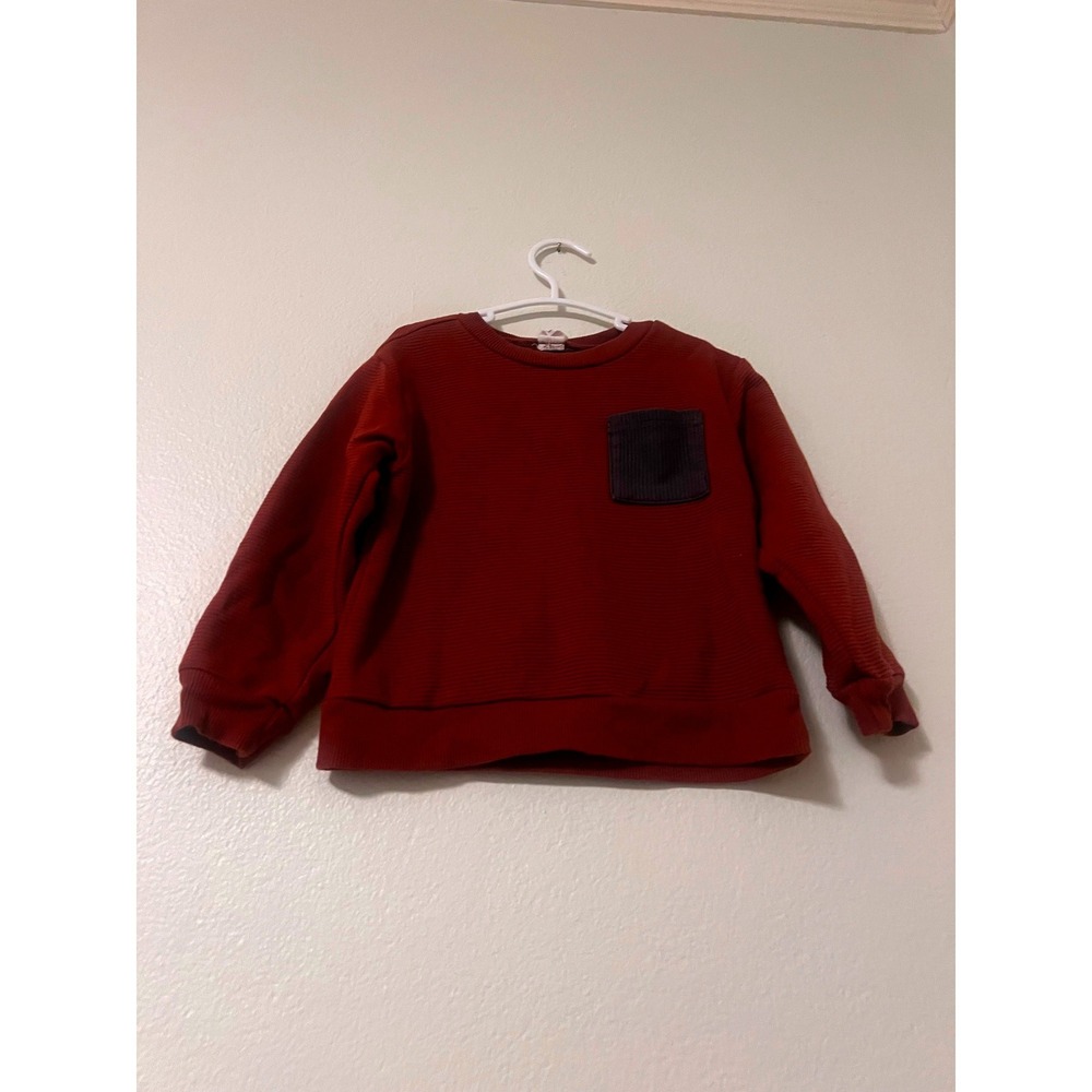 PL Kids Boys Ribbed Long Sleeve Sweatshirt with Corduroy Pocket Size 4